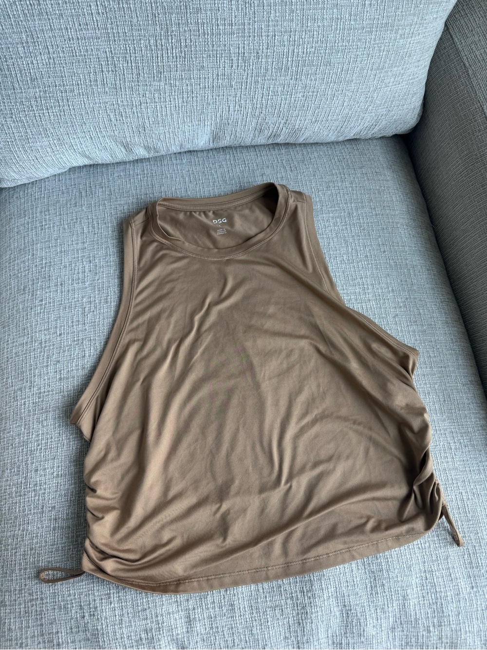 DSG Women's Taupe Brown Ruched Side Tank Top